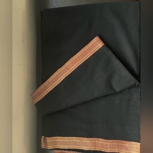 Sophisticated black & Gold Maroon Pure Cotton Woven Premium Mangalgiri saree